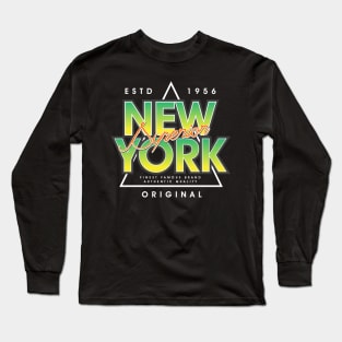 New York Denim Branding Typography Long Sleeve T-Shirt